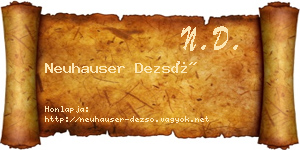 Neuhauser Dezső névjegykártya