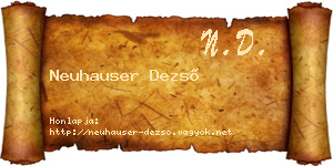 Neuhauser Dezső névjegykártya